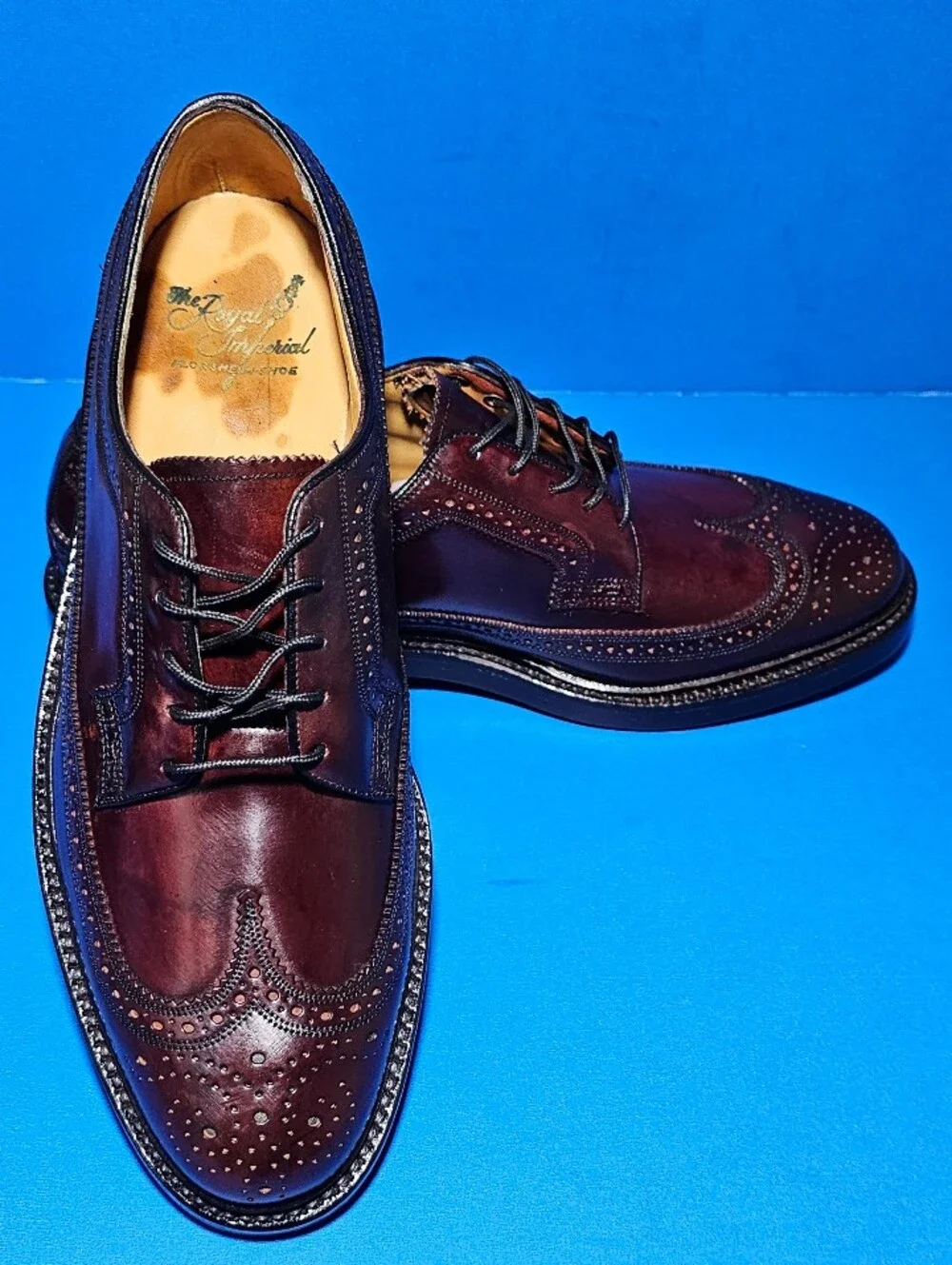 vintage florsheim royal imperial shell cordovan wingtip  burgundy shoe Size 8 D